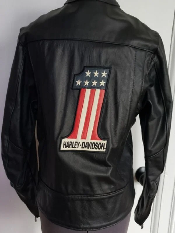Harley Davidson Mens Varsity Jacket Black Leather Sleeves Custom / Black