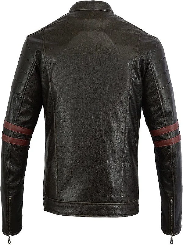 Buy Motorcycle Black Leather Cafe Racer Jacket- Mjacket.com