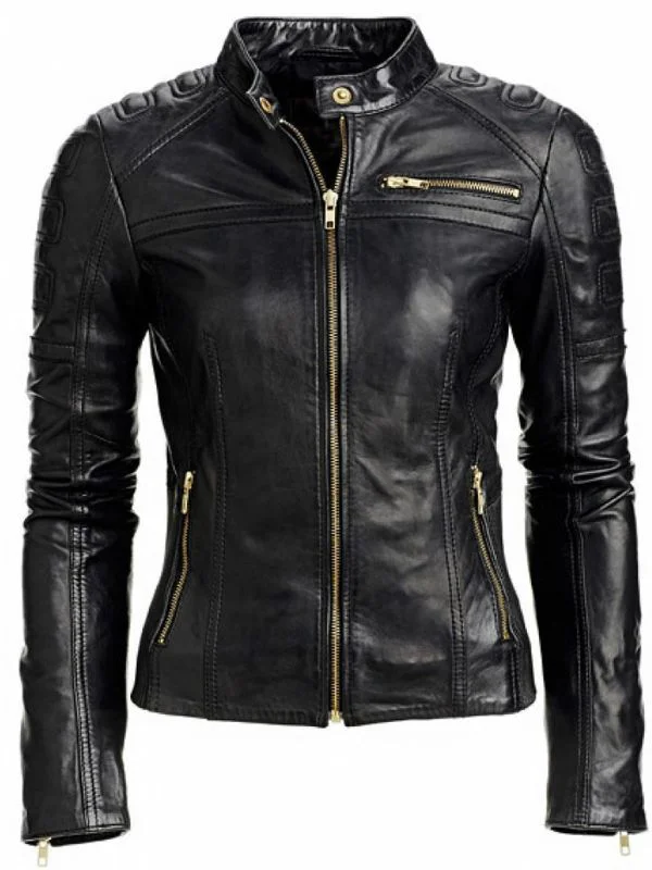 Slim-Fit Leather Biker Jacket