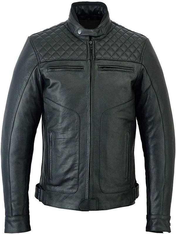 Shop Quilted Men's Cafe Racer Motorcycle Leather Jacket | MJacket.com