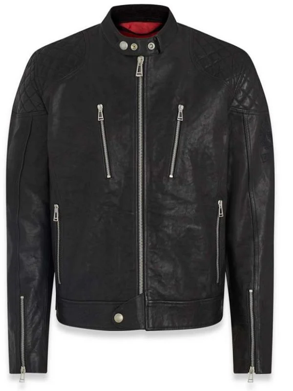 Shop Cafe Racer Biker Black Classic Men Leather Jacket-Mjacket.com