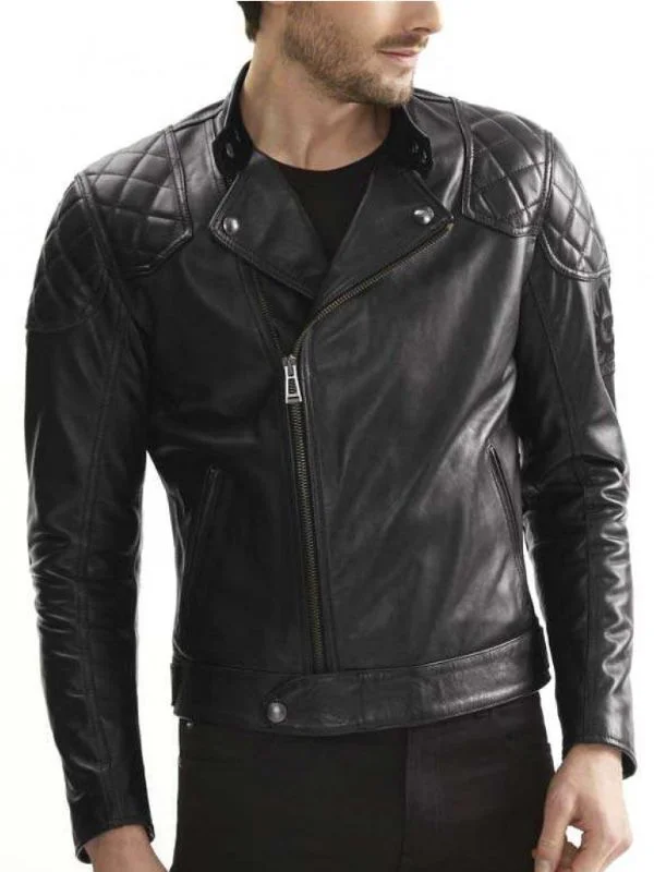 Shop Cafe Racer Motorcycle Black Men Leather Jacket-Mjacket.com