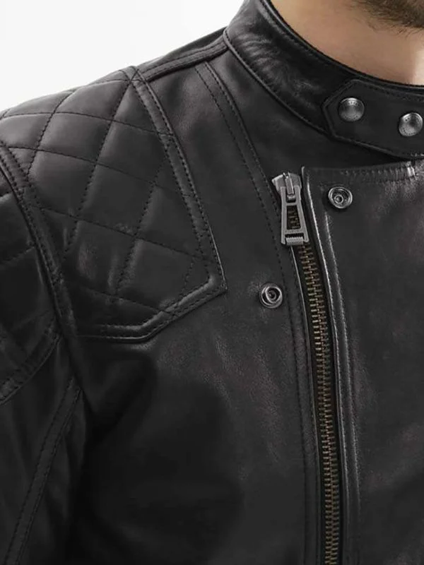 Shop Cafe Racer Motorcycle Black Men Leather Jacket-Mjacket.com
