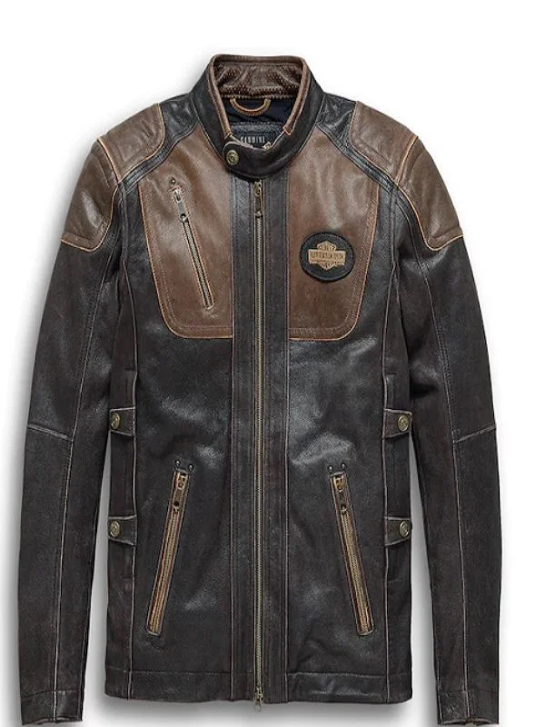 Men's H-D Triple Vent System Trostel Leather Jacket-mjacket.com