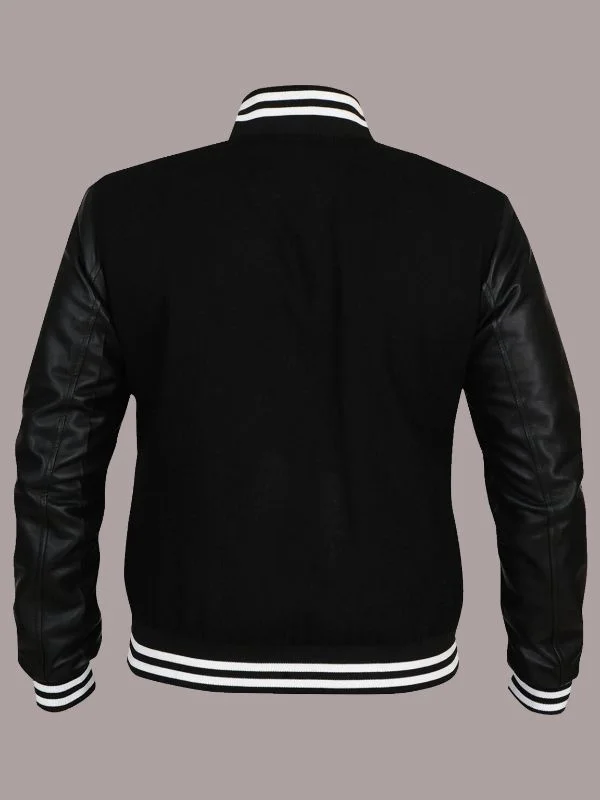 Genuine Leather Sleeves Letterman Jacket in Grey Trimming Wool Jacket ...