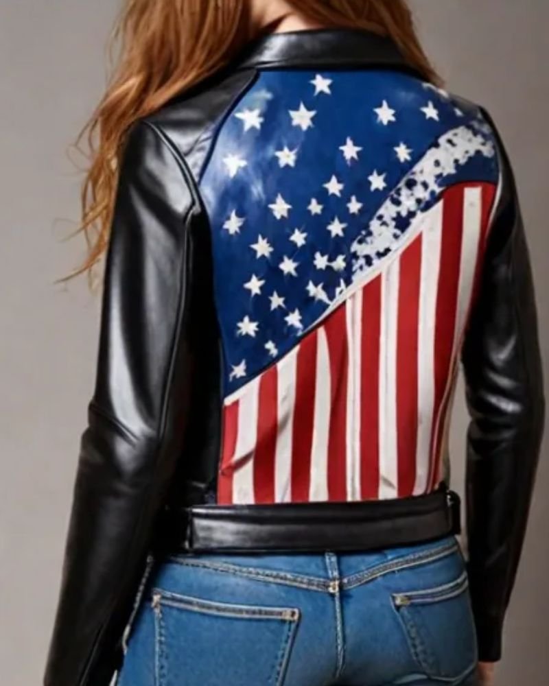 USA flag bomber jacket women's