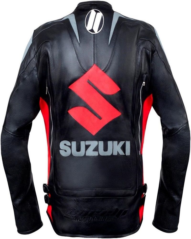 Suzuki Black Biker Racing Leather Jacket