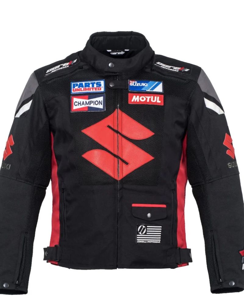 Suzuki Black Biker Racing Leather Jacket