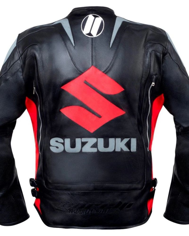 Suzuki Black Biker Racing Leather Jacket