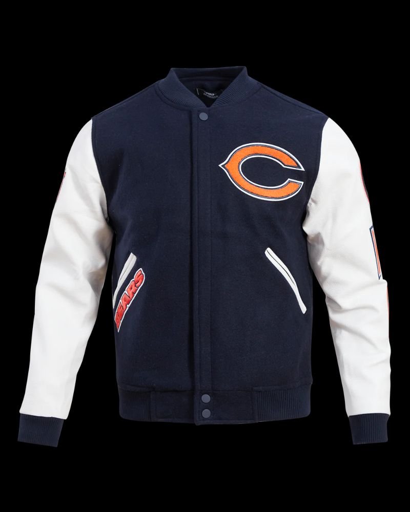 Chicago Bears Letterman Navy BlueWhite Jacket