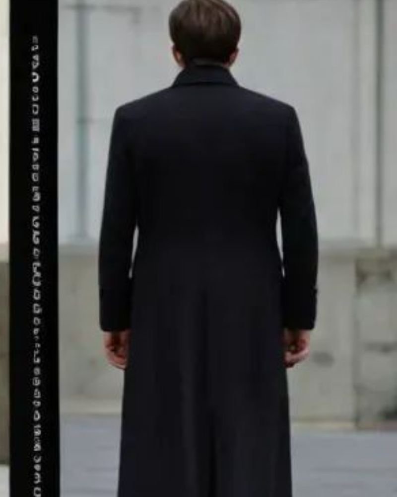 Tom Cruise Mission Impossible 8 Black Coat  Color: Black Material: Wool Fabric Lining: Viscose Lining Front: Buttoned Closure Collar: Lapel Collar Poc