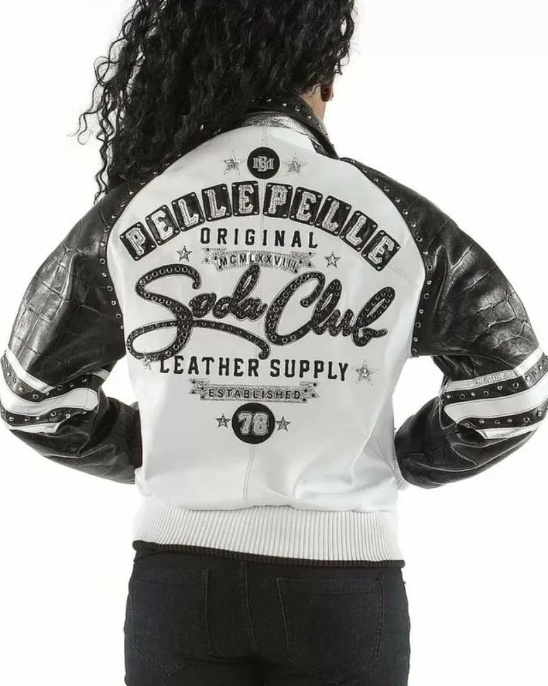 Shop the iconic Best Style Pelle Pelle Soda Club Jacket in Black and White. A stunning 78 jacket that offers luxury, style, and timeless fashion for a