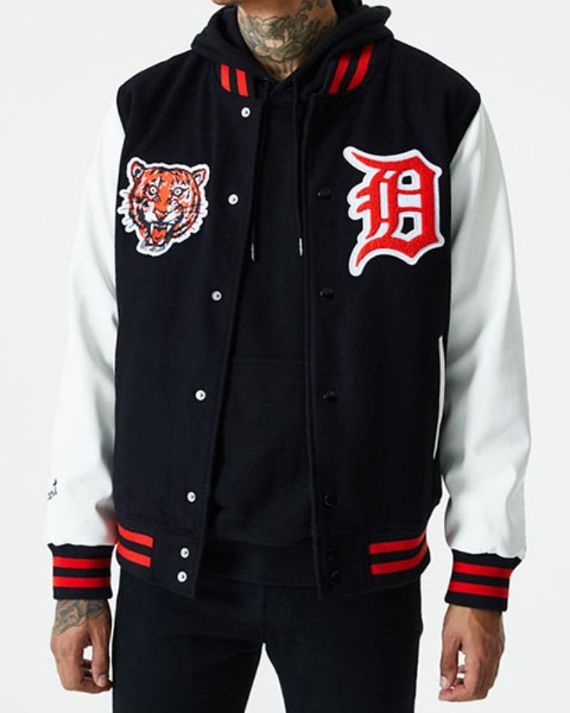 Introducing the Detroit Tigers Letterman White and Black iconic wool Jacket