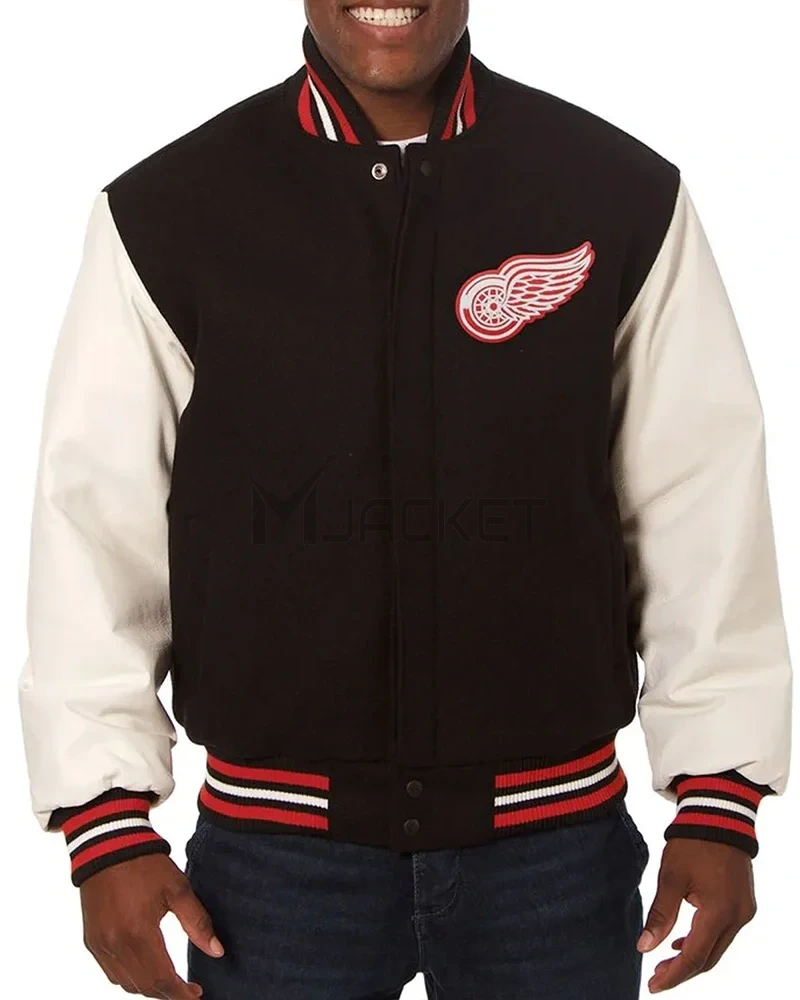 Detroit Red Wings Black and White Two-Tone Varsity Jacket - image 1