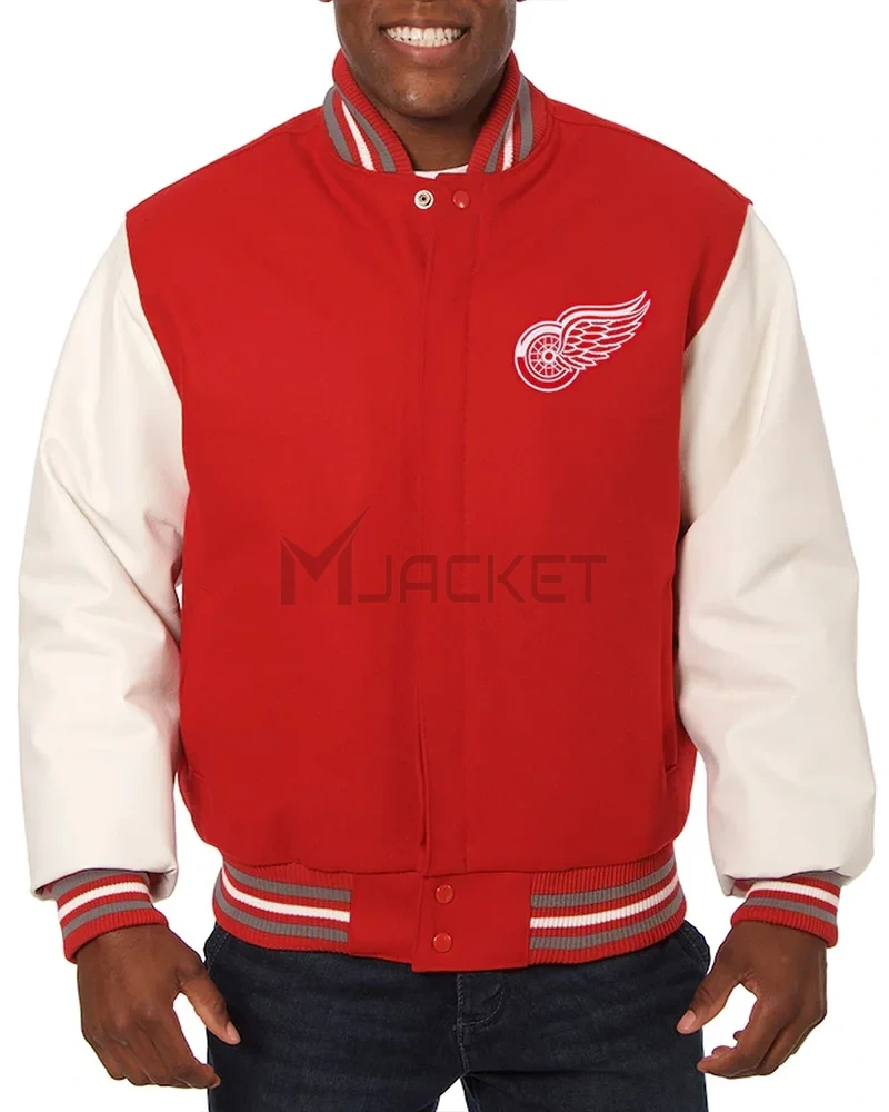 Detroit Red Wings Black and White Two-Tone Varsity Jacket - image 2