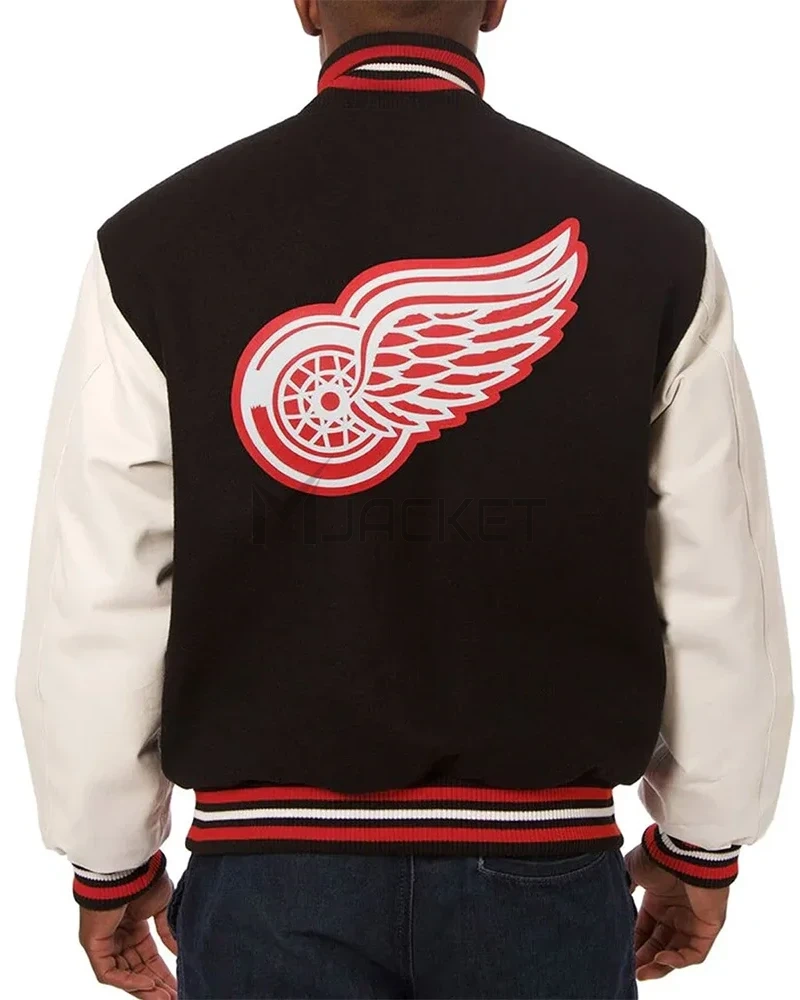 Detroit Red Wings Black and White Two-Tone Varsity Jacket - image 3