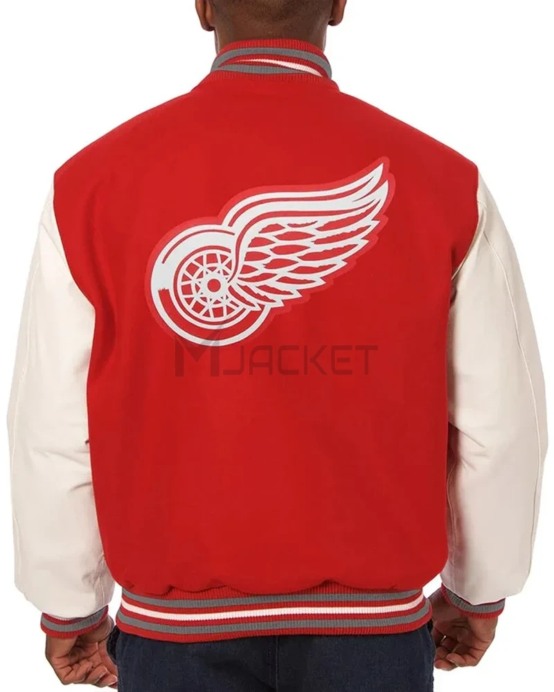 Detroit Red Wings Black and White Two-Tone Varsity Jacket - image 4