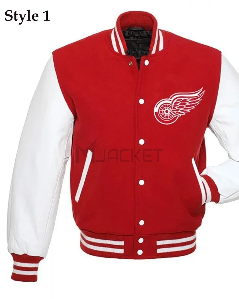 Detroit Red Wings Red and White Letterman Jacket - image 1