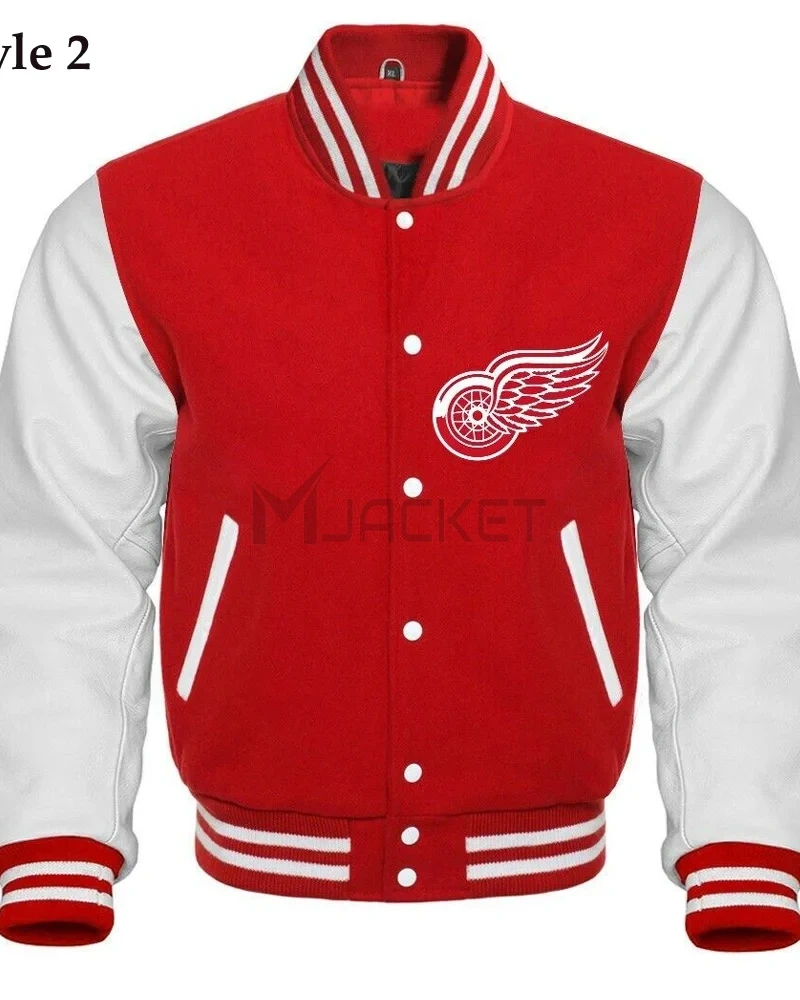 Detroit Red Wings Red and White Letterman Jacket - image 2