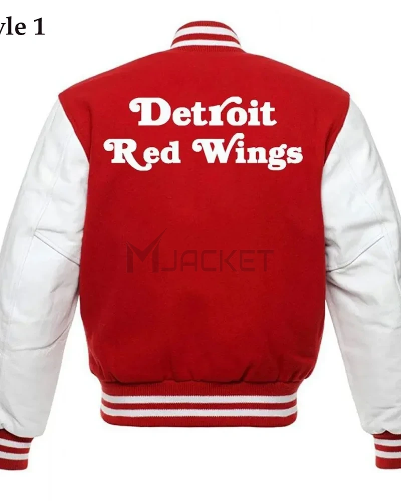 Detroit Red Wings Red and White Letterman Jacket - image 3