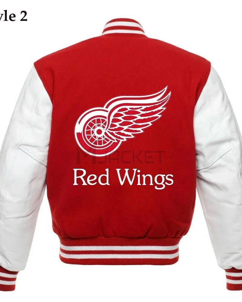 Detroit Red Wings Red and White Letterman Jacket - image 4