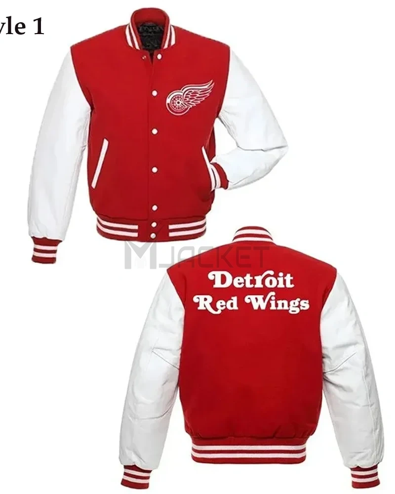 Detroit Red Wings Red and White Letterman Jacket - image 5