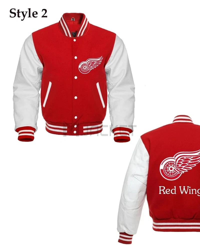 Detroit Red Wings Red and White Letterman Jacket - image 6