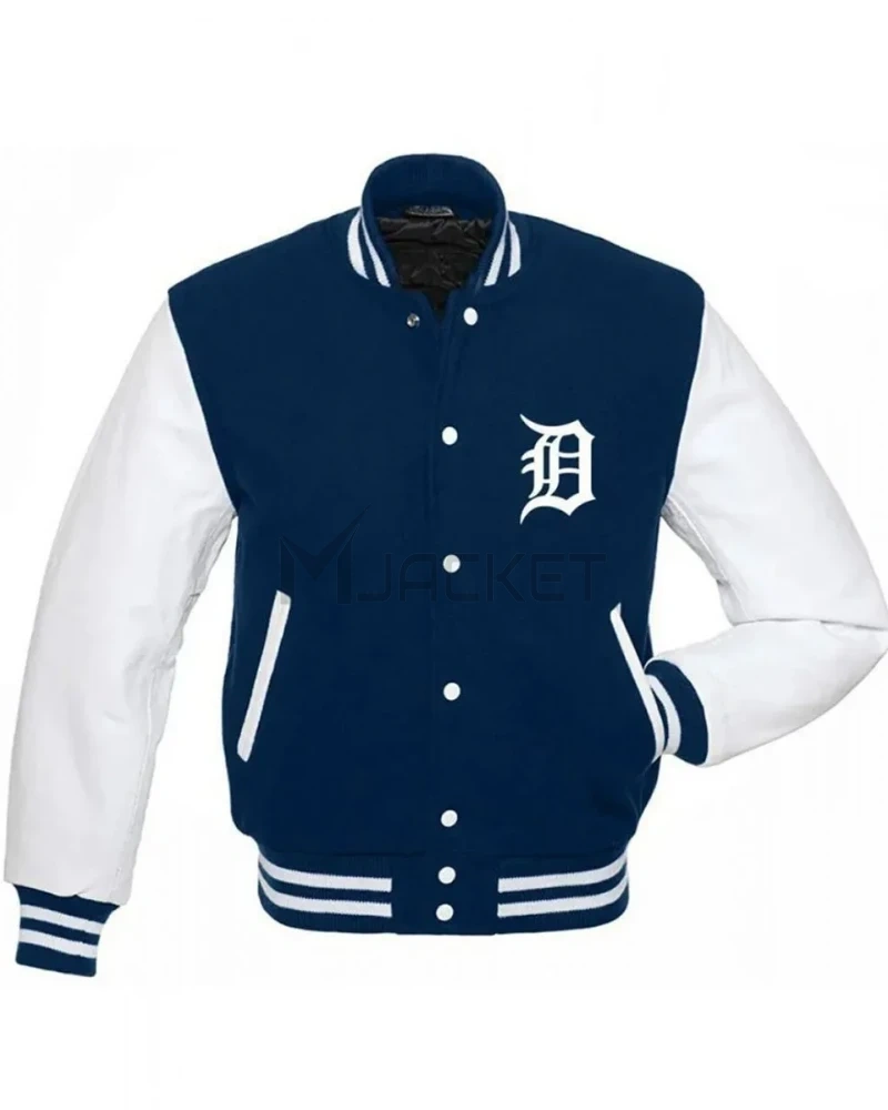 Detroit Tigers Letterman Blue and White Jacket - image 1