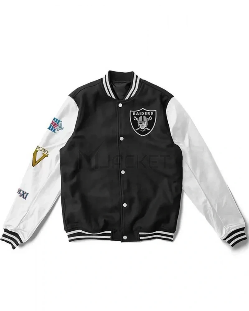 Las Vegas Raiders Letterman White and Black Jacket - image 1