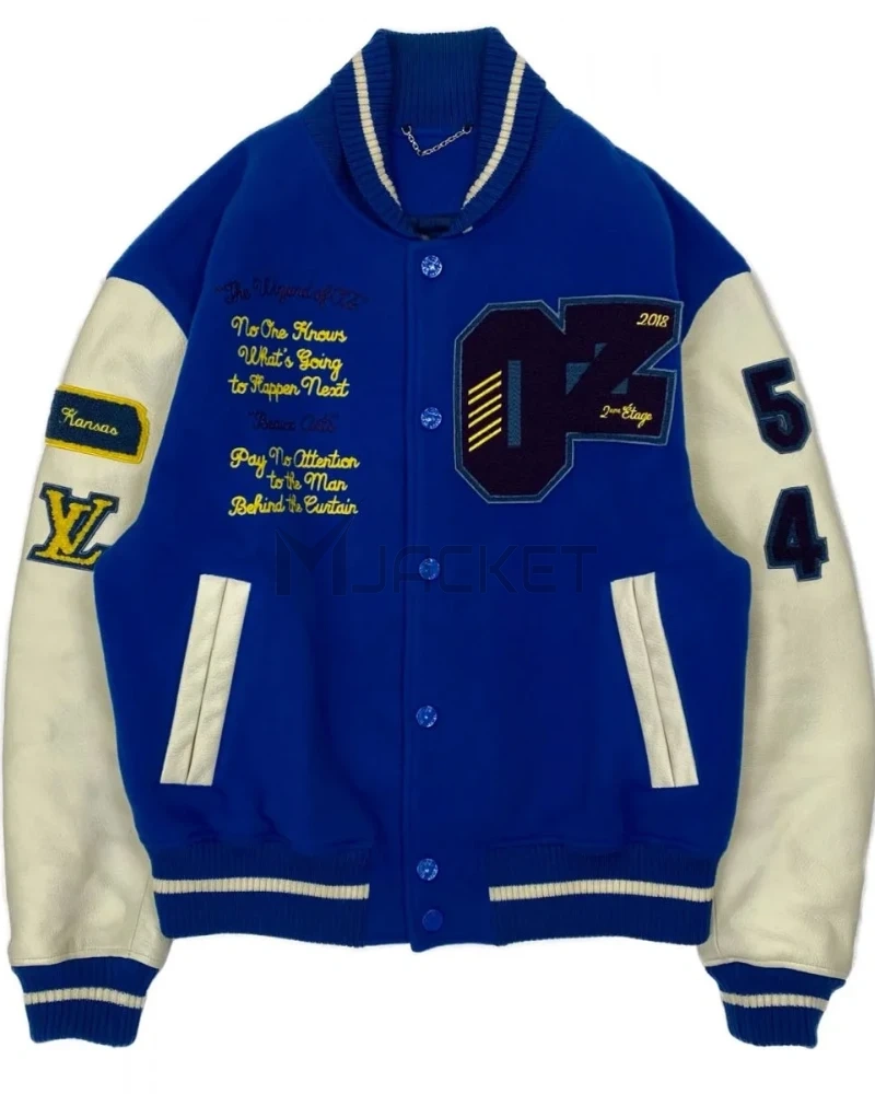 Letterman Wizard of Oz Plain Rainbow Blue and White Jacket - image 1