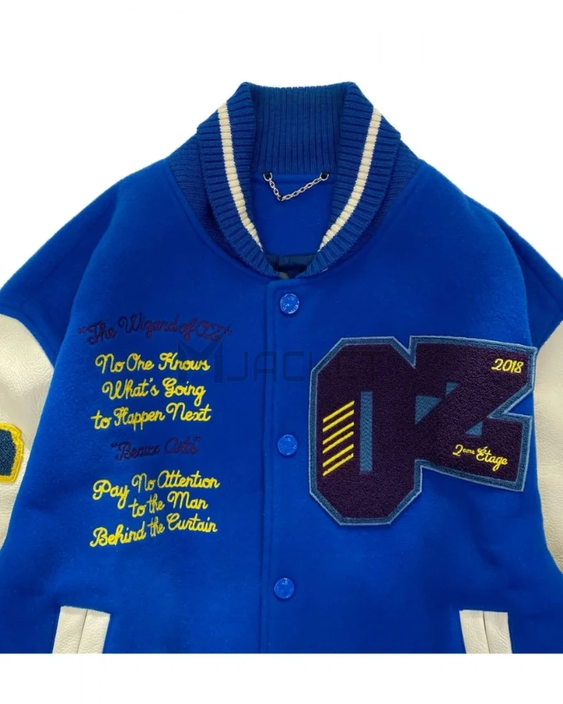 Letterman Wizard of Oz Plain Rainbow Blue and White Jacket - image 3